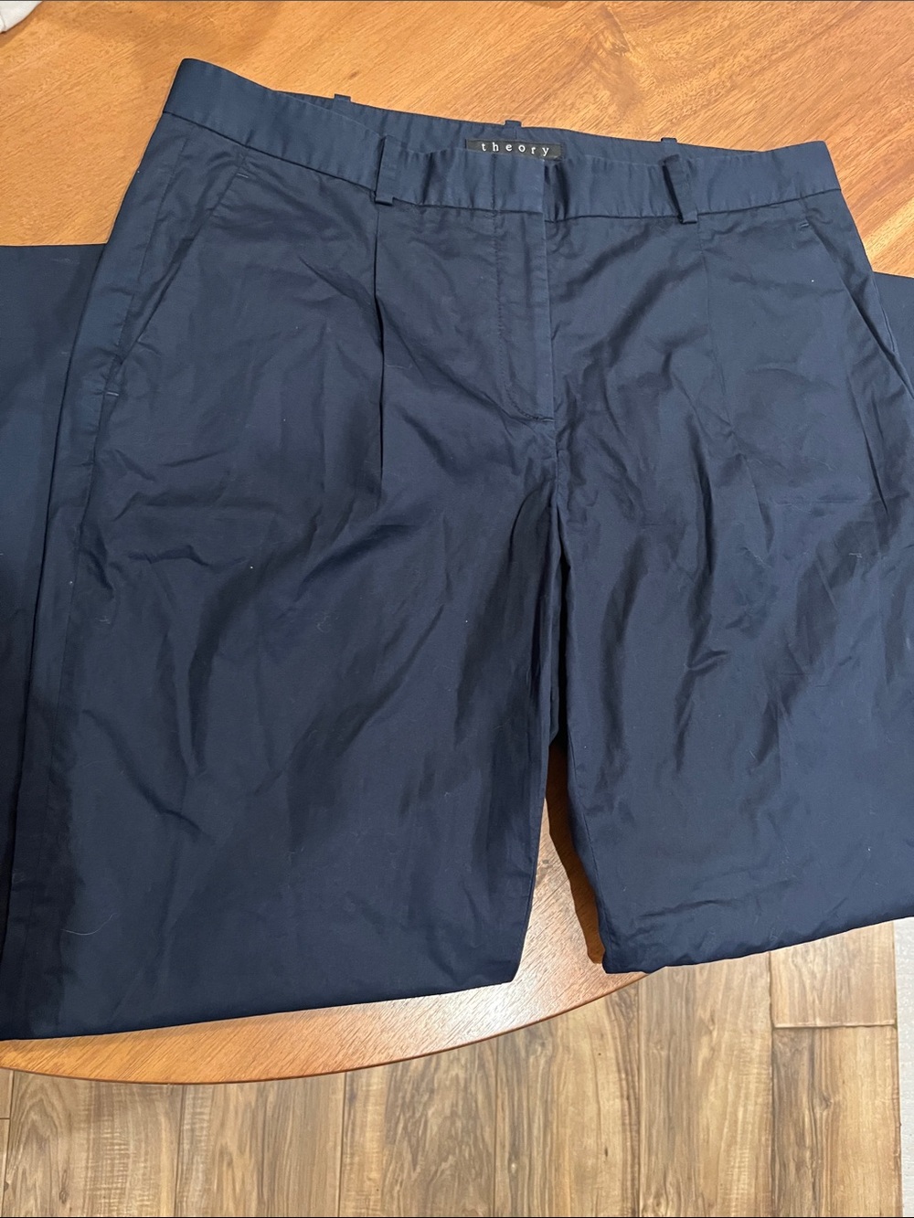 Theory Women's Navy Flat-Front Chino Pants